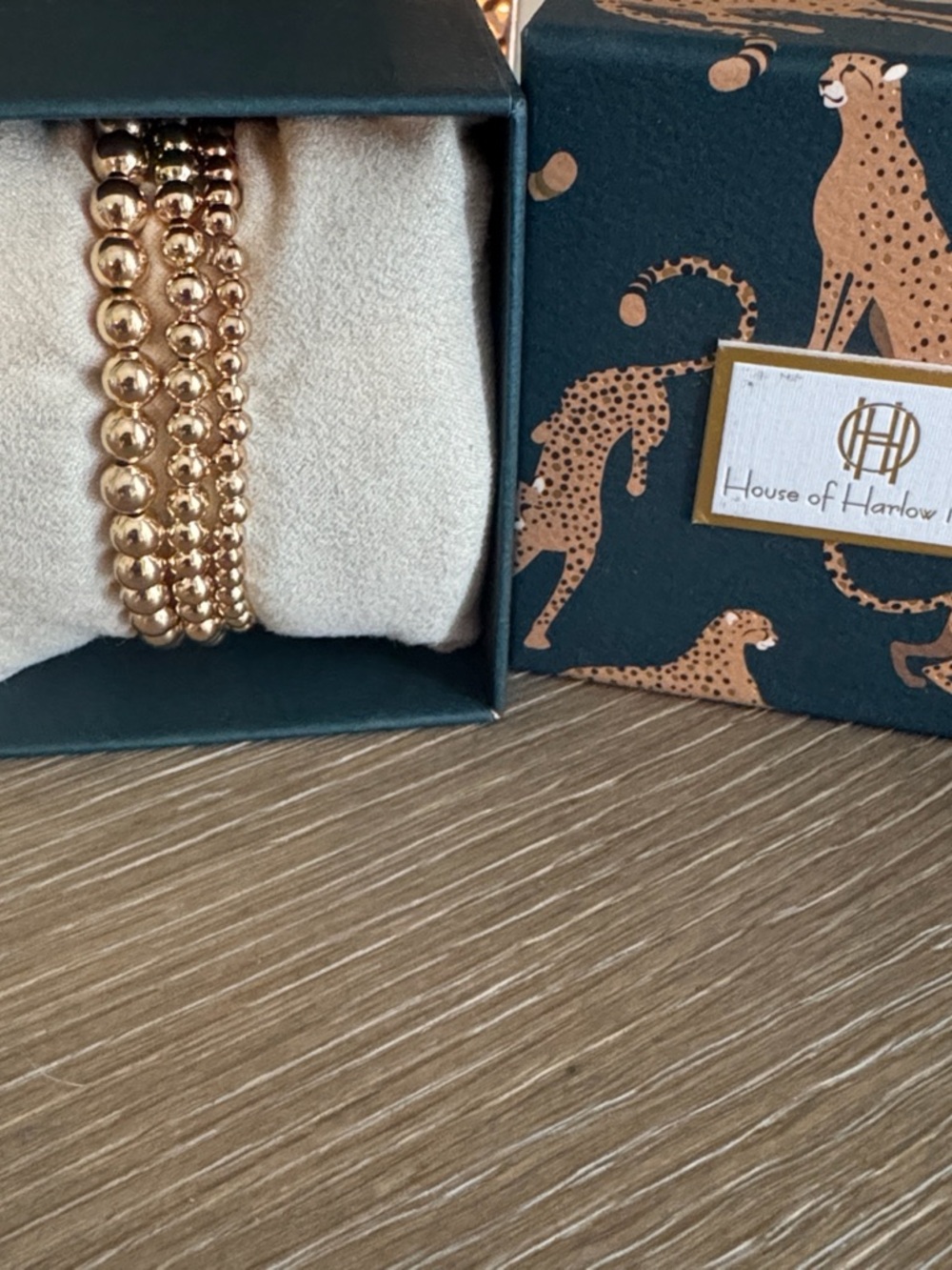 NWT House of Harlow 1960 Gold Beaded Stack Bracelet Set